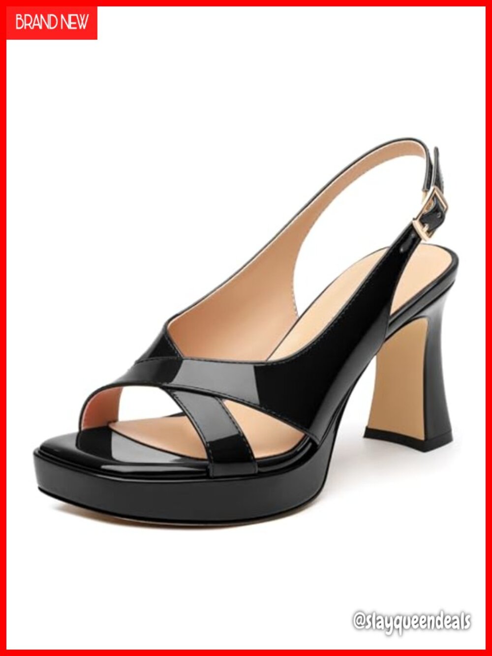 Women's Platform Heels 3.2 Inch Chunky Block Heeled Sandals Open Toe Slingback